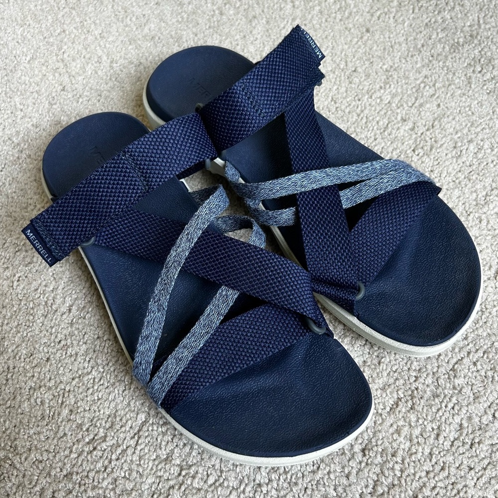 Merrell Womens Size 8 District Mendi 4 Sandals Sea Blue Strappy Slide Casual EUC